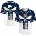 Miller Lite Baseball Jersey Dark Blue Retro Skull Miller Lite Baseball Jersey Dark Blue Retro Skull