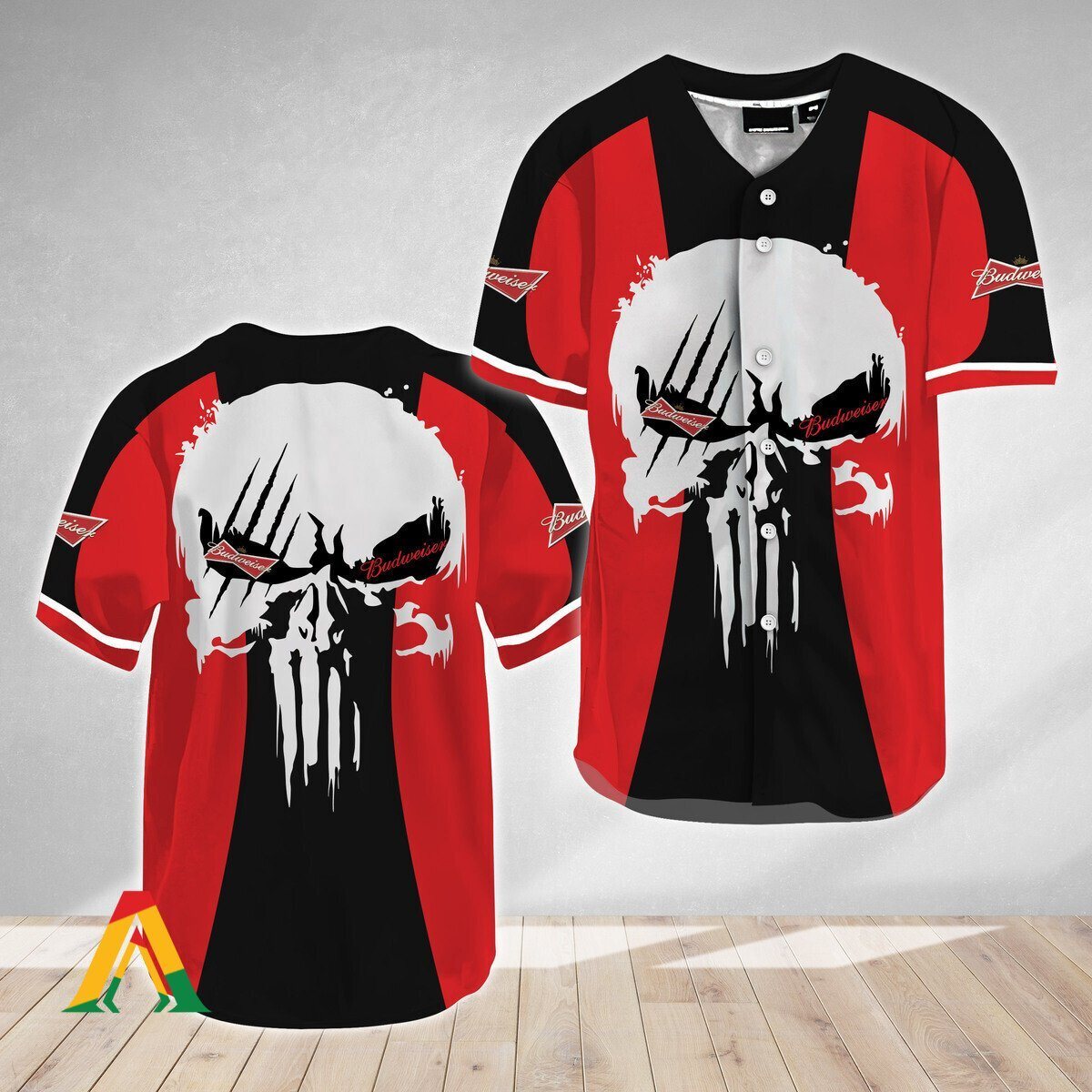 Budweiser Baseball Jersey Ghost Head White Skull Budweiser Baseball Jersey Ghost Head White Skull
