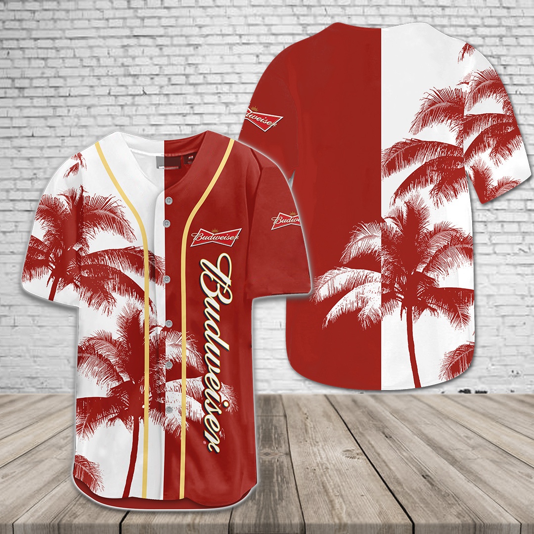 Budweiser Baseball Jersey Palm Island Gift For Summer Lovers