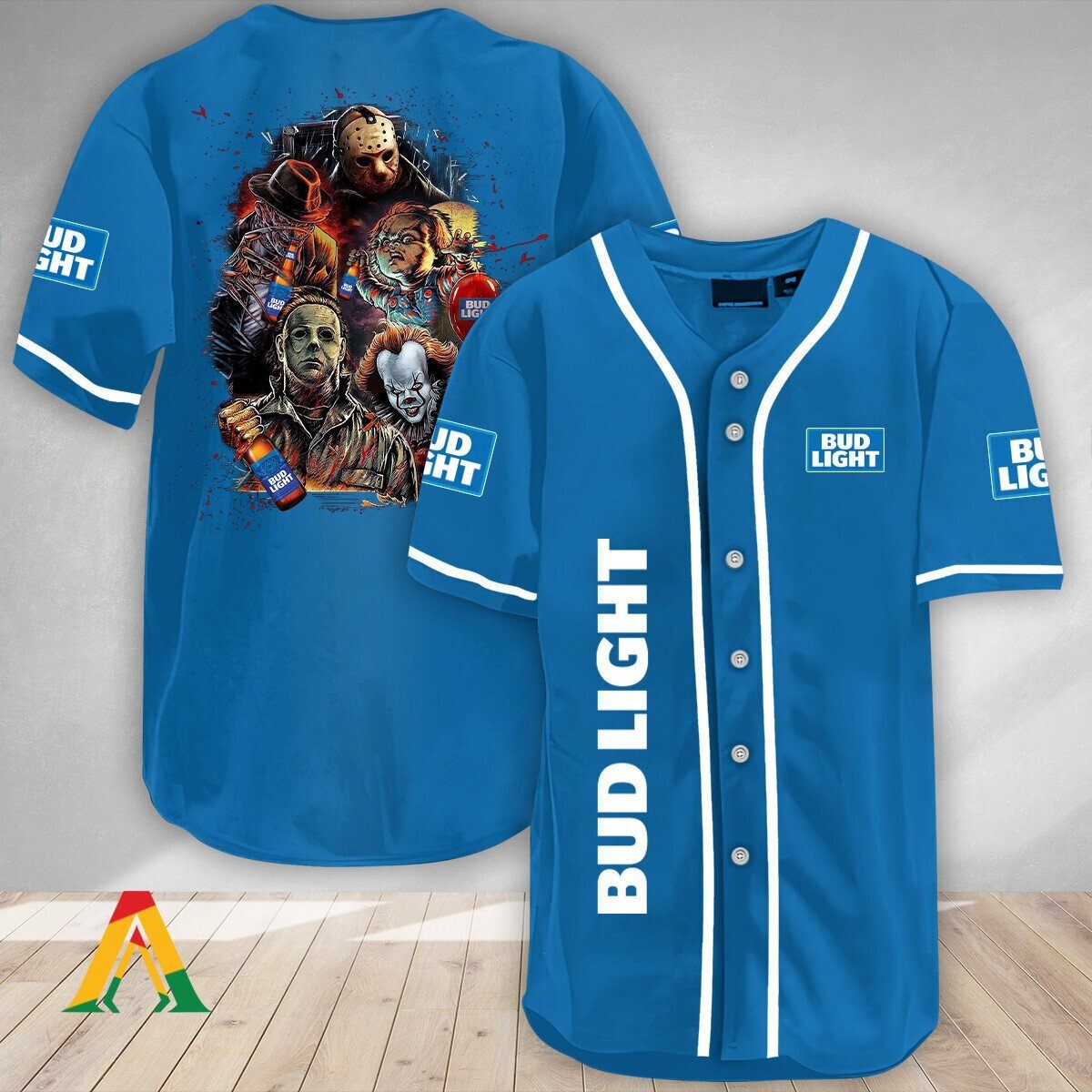 Bud Light Baseball Jersey Pennywise Chucky Freddy Jason Michael Myers