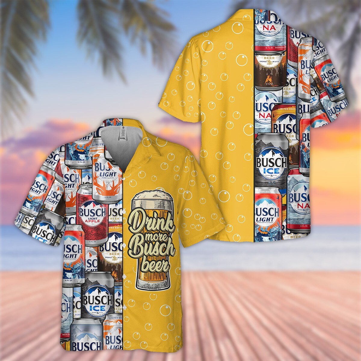 Busch Light Hawaiian Shirt Cool Drink More Busch Beer