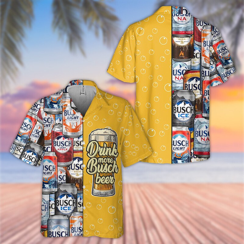 Busch Light Hawaiian Shirt Cool Drink More Busch Beer