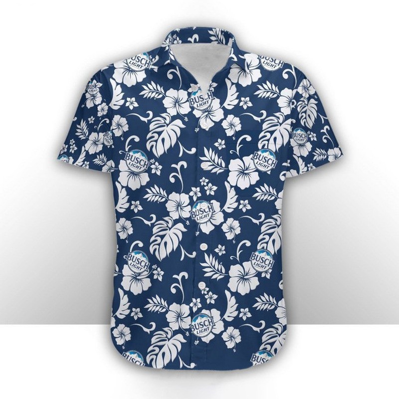 Busch Light Hawaiian Shirt White Hibiscus All Over Print Busch Light Hawaiian Shirt White Hibiscus All Over Print