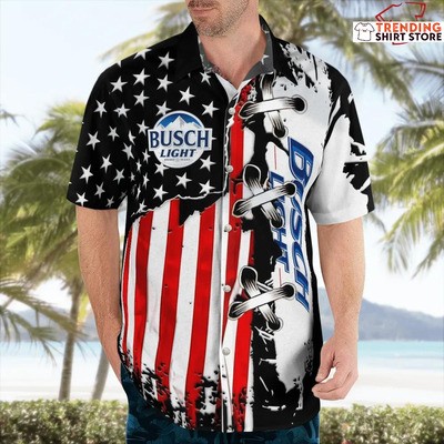 Busch Light Hawaiian Shirt Special American Flag Busch Light Hawaiian Shirt Special American Flag