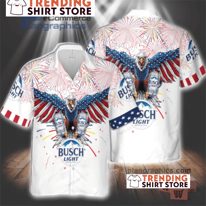 Busch Light Hawaiian Shirt Bald Eagle Fireworks US Independence Day Busch Light Hawaiian Shirt Bald Eagle Fireworks US Independence Day