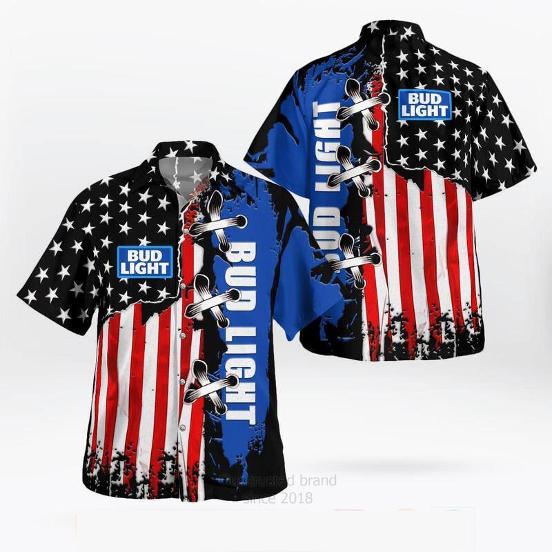 Bud Light Hawaiian Shirt Cool US Flag All Over Print