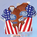 Bud Light Hawaiian Shirt Half American Flag Bud Light Hawaiian Shirt Half American Flag