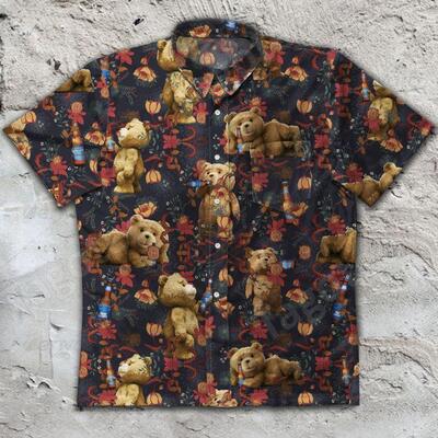 Bud Light Hawaiian Shirt Funny Ted Bear Drinking Beer