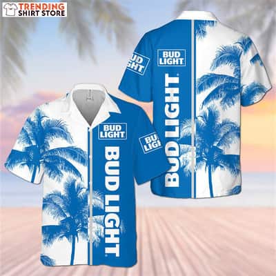 Bud Light Classic Blue Tropical Coconut Trees Hawaiian Shirt Bud Light Classic Blue Tropical Coconut Trees Hawaiian Shirt