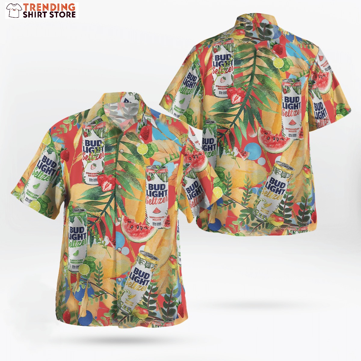 Bud Light Hawaiian Shirt Seltzer Tropical Fruits Floral Pattern Bud Light Hawaiian Shirt Seltzer Tropical Fruits Floral Pattern