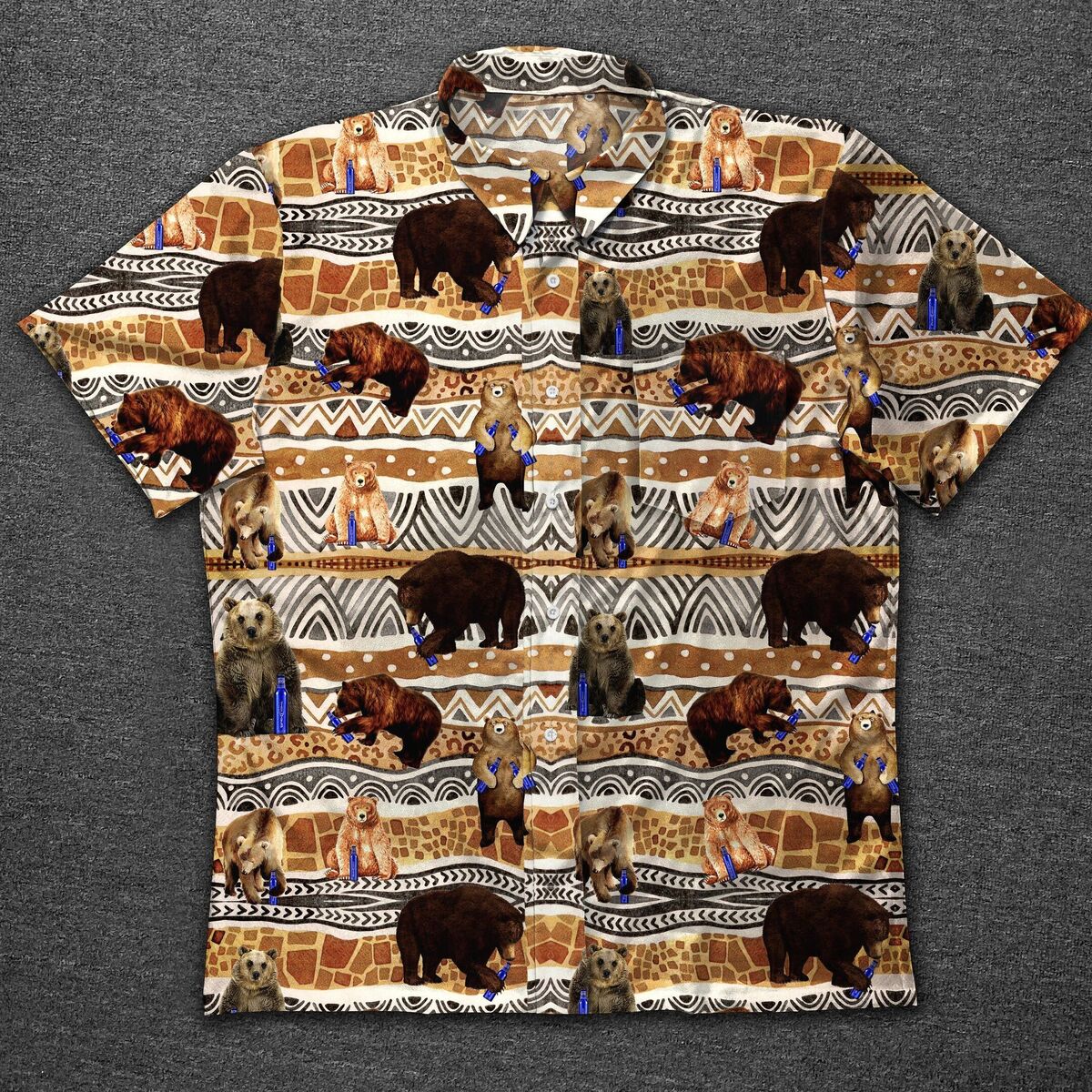 Bud Light Hawaiian Shirt Vintage Pattern With Drunk Bears Bud Light Hawaiian Shirt Vintage Pattern With Drunk Bears