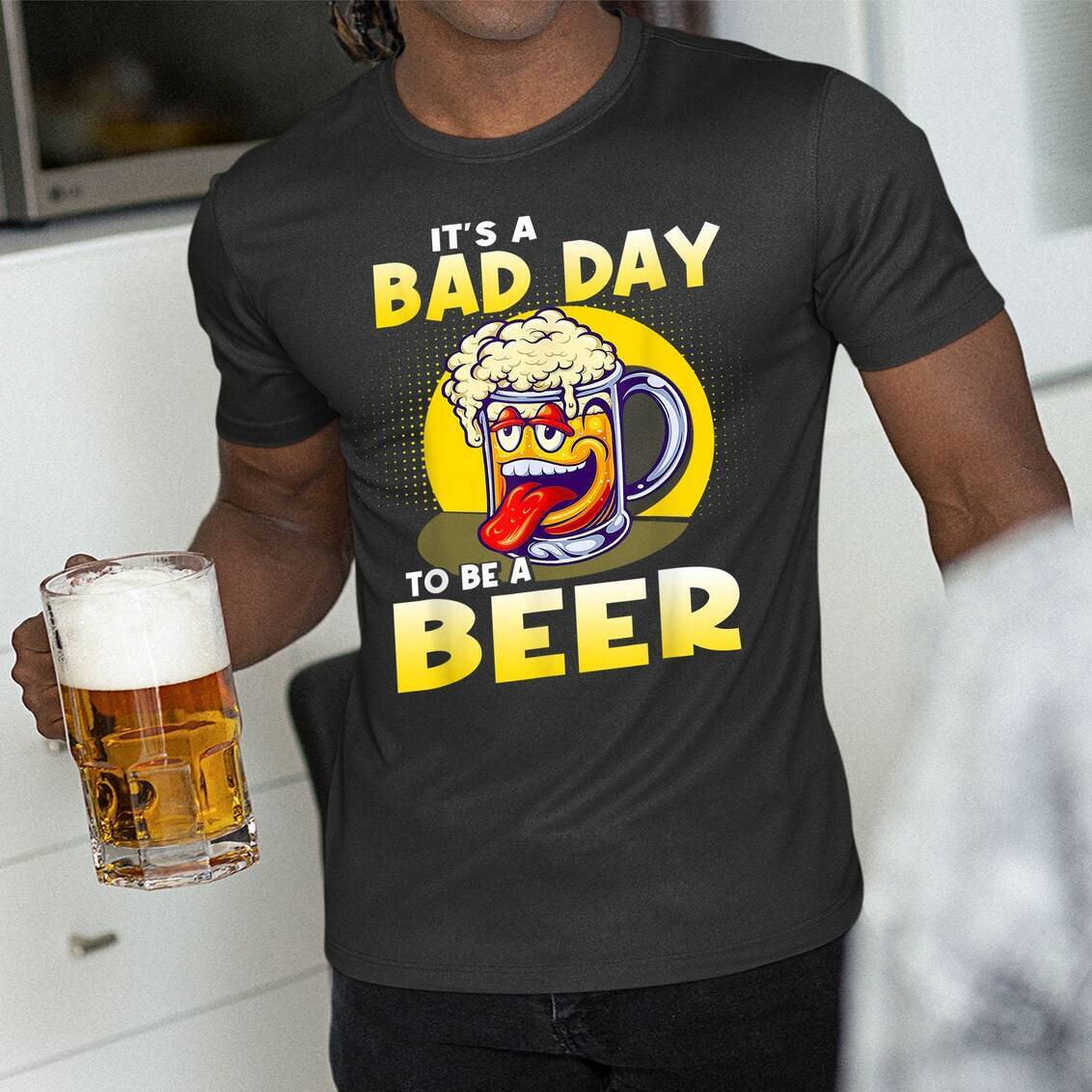 Laughing It's A Bad Day To Be A Beer T-Shirt Gift For Beer Drinkers Laughing It's A Bad Day To Be A Beer T-Shirt Gift For Beer Drinkers