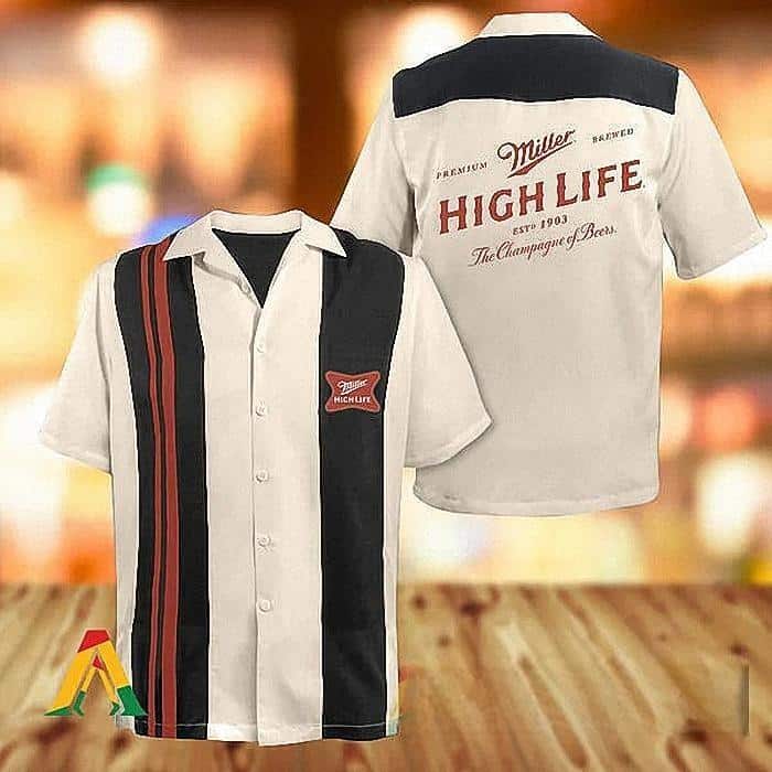 Vintage Beige Miller High Life Hawaiian Shirt Vintage Beige Miller High Life Hawaiian Shirt