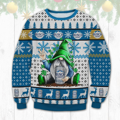 Funny Gnome Loves Busch Light Ugly Christmas Sweater Funny Gnome Loves Busch Light Ugly Christmas Sweater