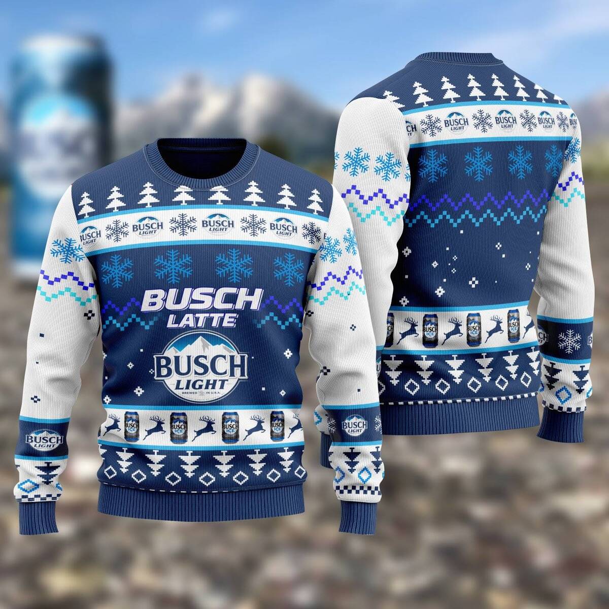 Busch Latte Busch Light Ugly Christmas Sweater For Beer Lovers Busch Latte Busch Light Ugly Christmas Sweater For Beer Lovers