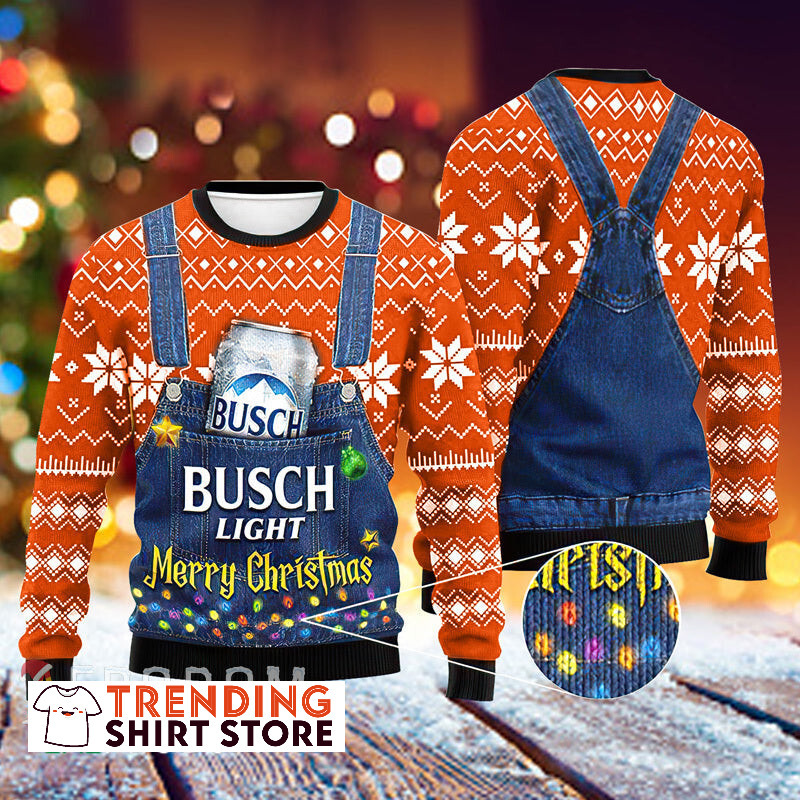 Busch Light Ugly Christmas Sweater Harry Potter Font Merry Christmas