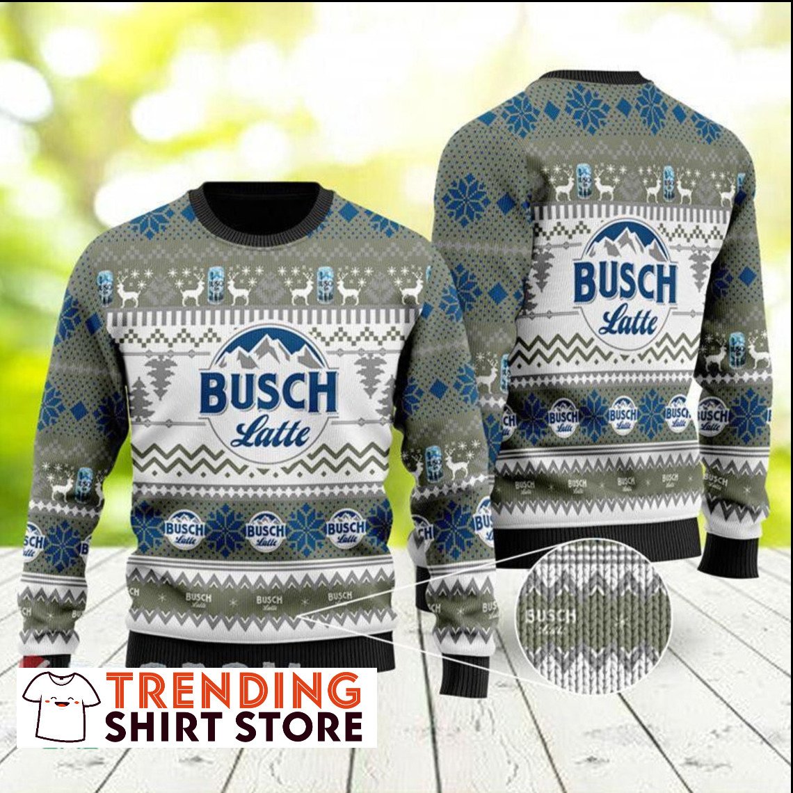 Busch Latte Ugly Christmas Sweater Christmas Snowflakes Pattern