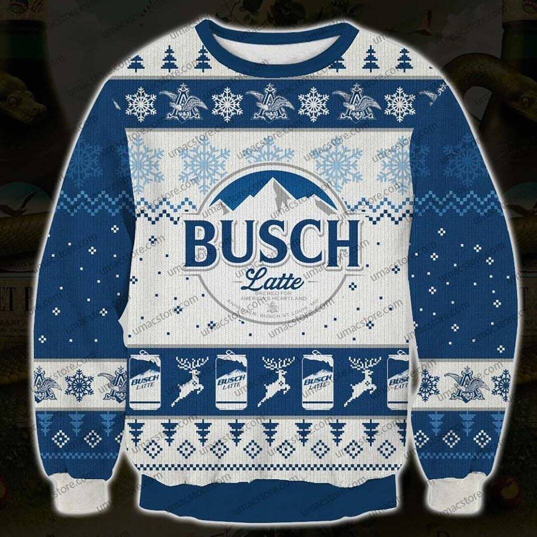 Busch Latte Ugly Christmas Sweater Surprise Gift For Beer Lovers