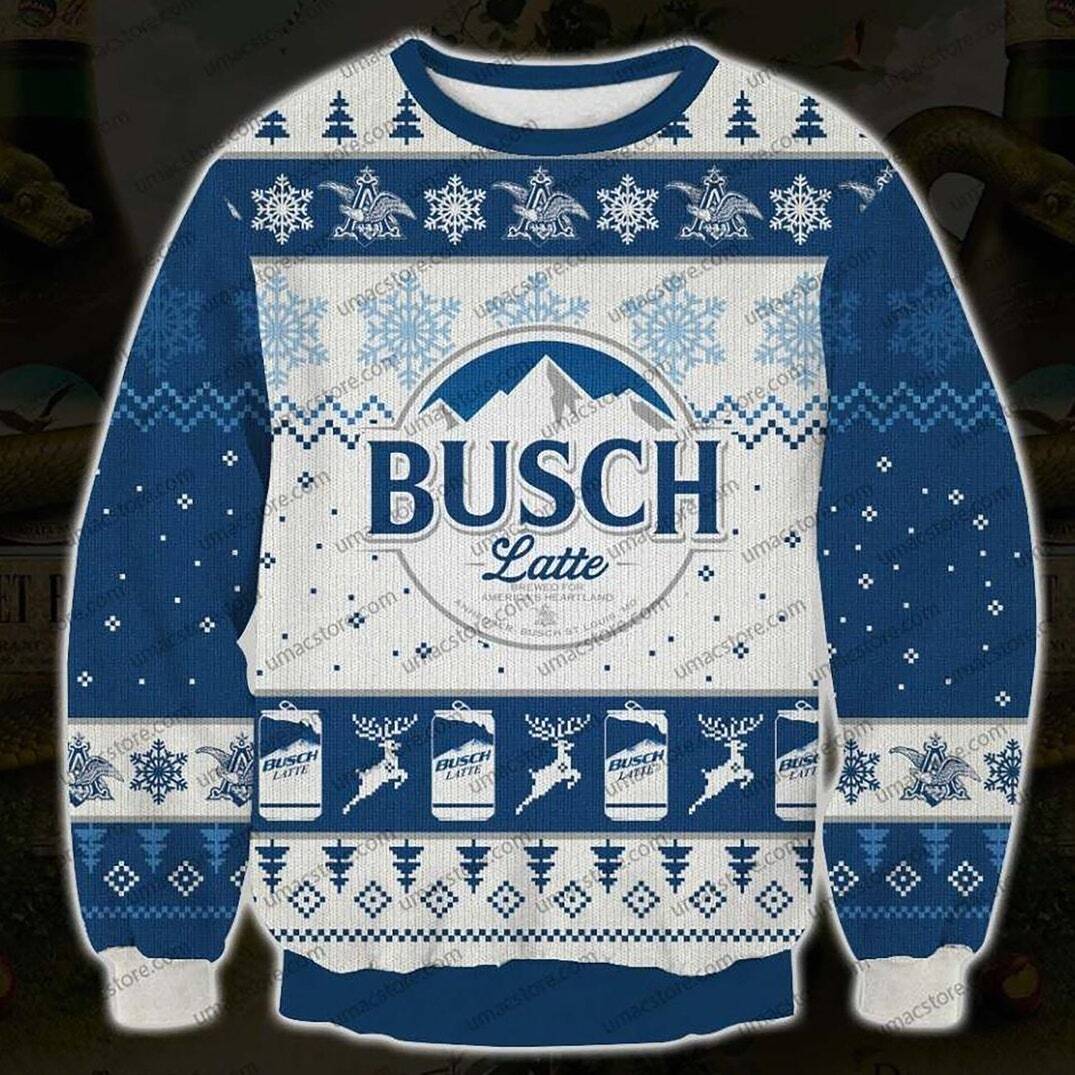 Busch Latte Ugly Christmas Sweater Surprise Gift For Beer Lovers Busch Latte Ugly Christmas Sweater Surprise Gift For Beer Lovers
