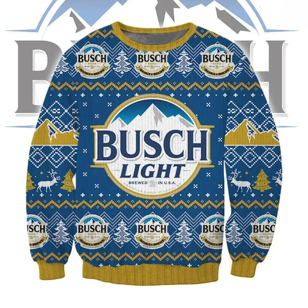 Busch Light Ugly Christmas Sweater A Christmas Gift For Beer Lovers