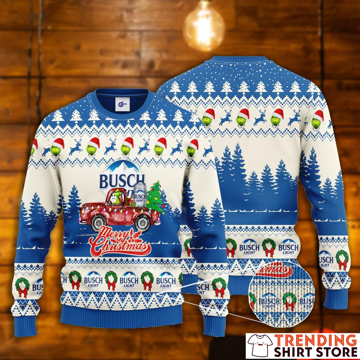 Busch Light Ugly Christmas Sweater Grinch Driving With Merry Christmas Busch Light Ugly Christmas Sweater Grinch Driving With Merry Christmas