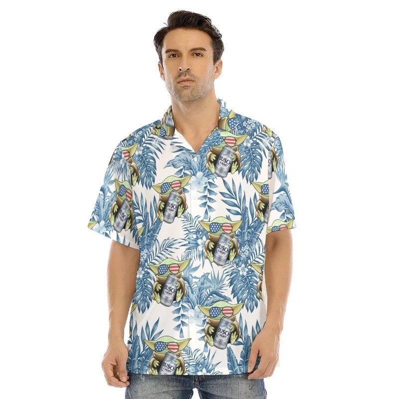 Star Wars Baby Yoda Loves Busch Light Beer Hawaiian Shirt