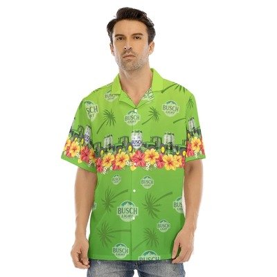 Colorful Tropical Flora With Busch Light John Deere Hawaiian Shirt