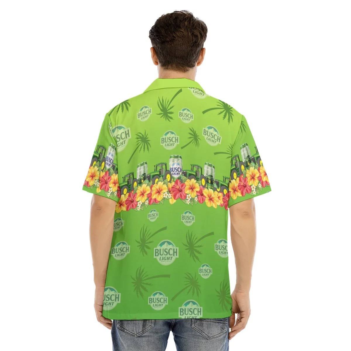 Colorful Tropical Flora With Busch Light John Deere Hawaiian Shirt Colorful Tropical Flora With Busch Light John Deere Hawaiian Shirt