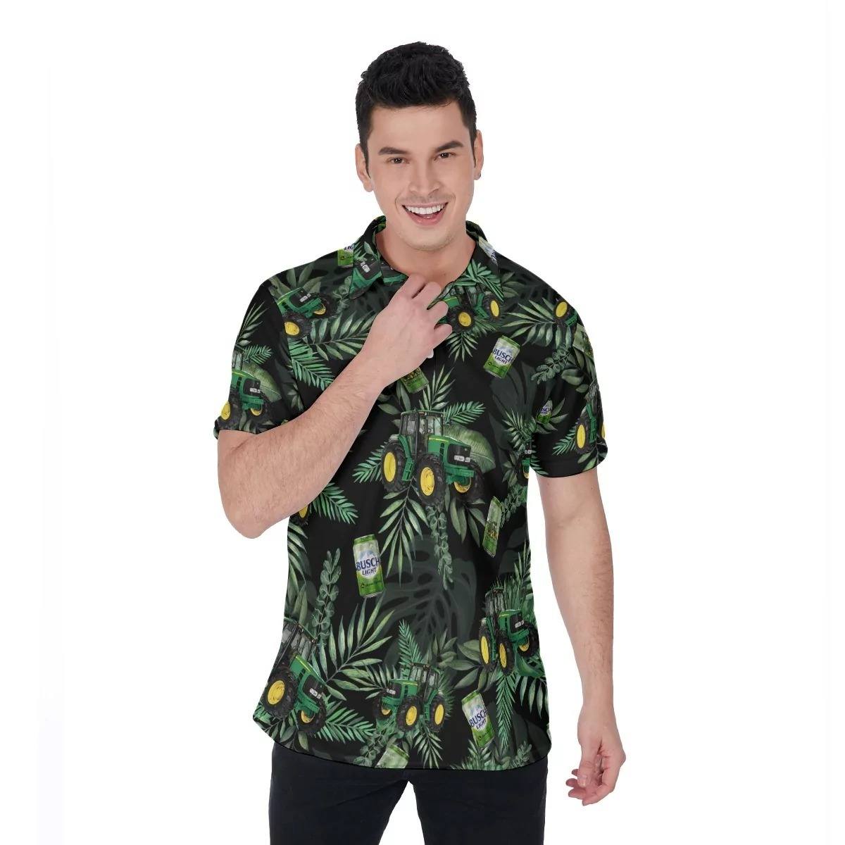 John Deere Busch Light Hawaiian Shirt Tractors For The Farmers Tropical Leaves John Deere Busch Light Hawaiian Shirt Tractors For The Farmers Tropical Leaves