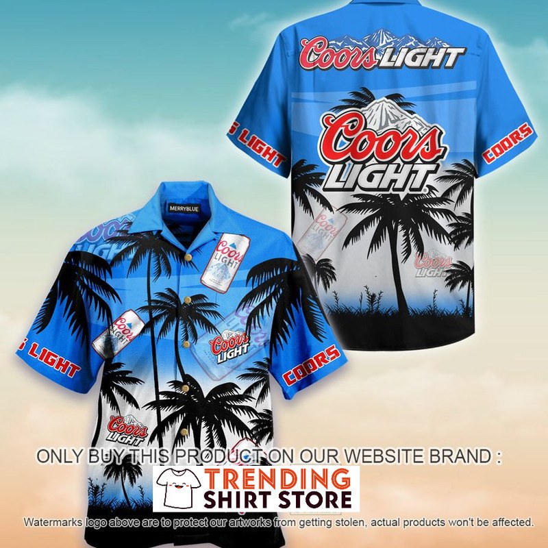 Vintage Coors Light Hawaiian Shirt Blue Sky Palm Tree Island Vintage Coors Light Hawaiian Shirt Blue Sky Palm Tree Island