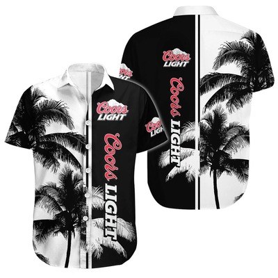 Cool Coors Light Hawaiian Shirt Black And White Palm Tree Gift For Beach Lovers Cool Coors Light Hawaiian Shirt Black And White Palm Tree Gift For Beach Lovers