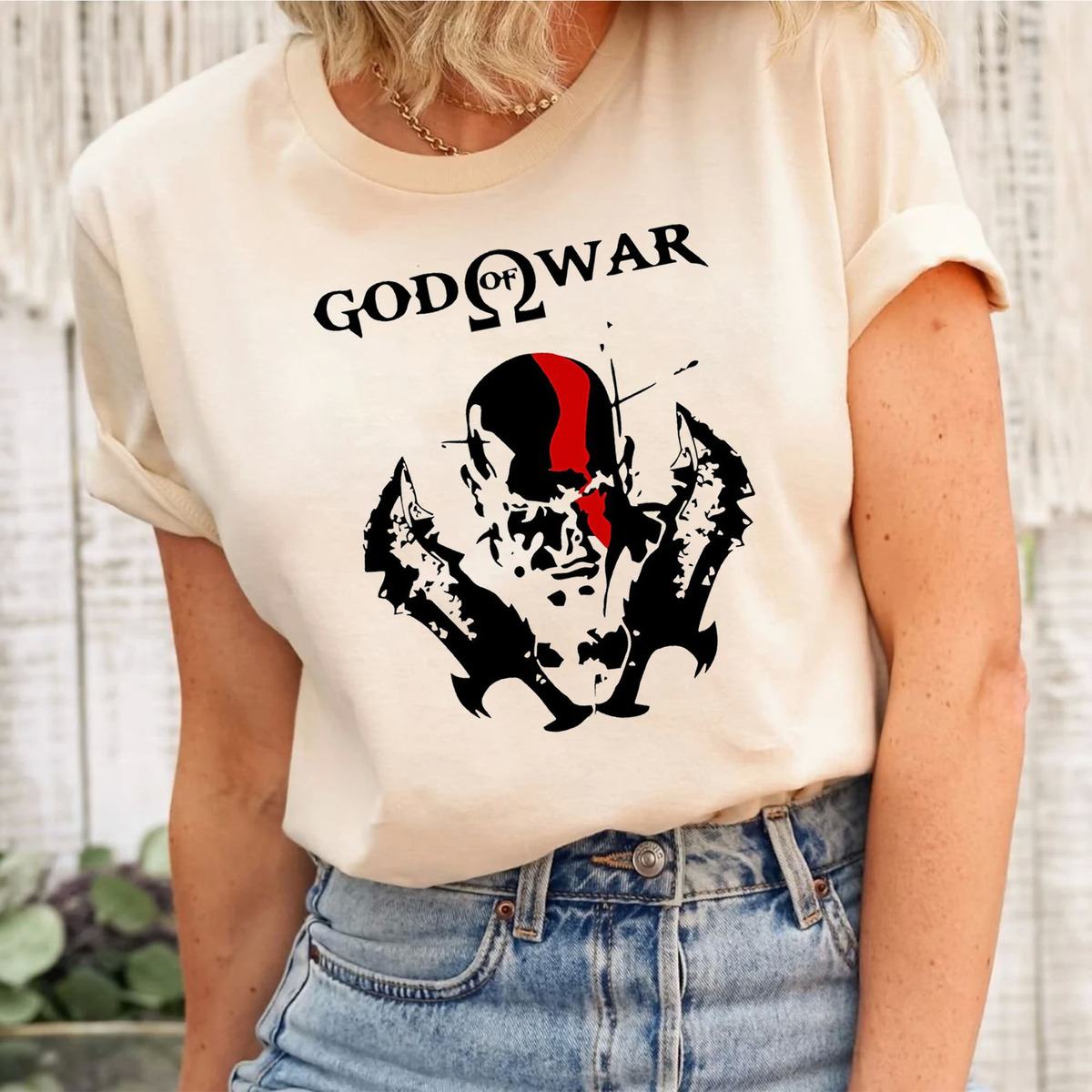 God Of War Ragnarök Kratos With Blades Of Chaos T-Shirt