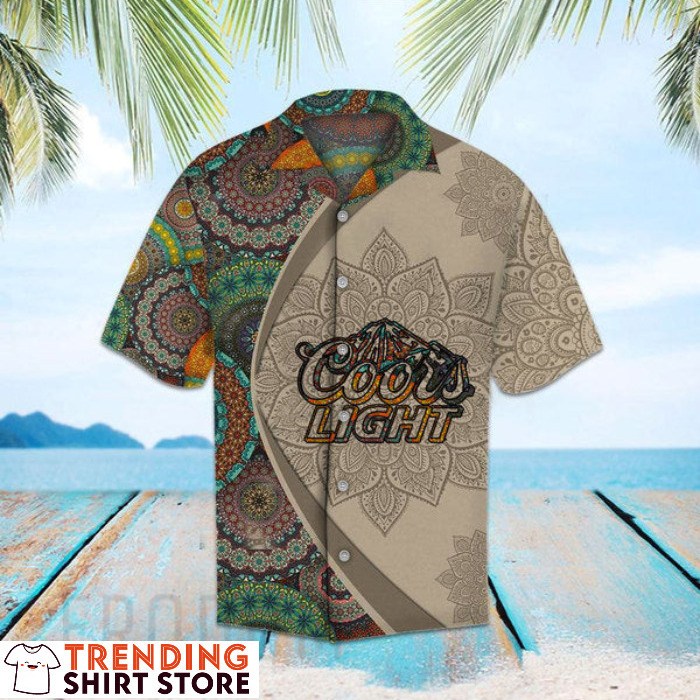 Vintage Coors Light Hawaiian Shirt Mandala Flowers Pattern Beach Lovers Gift