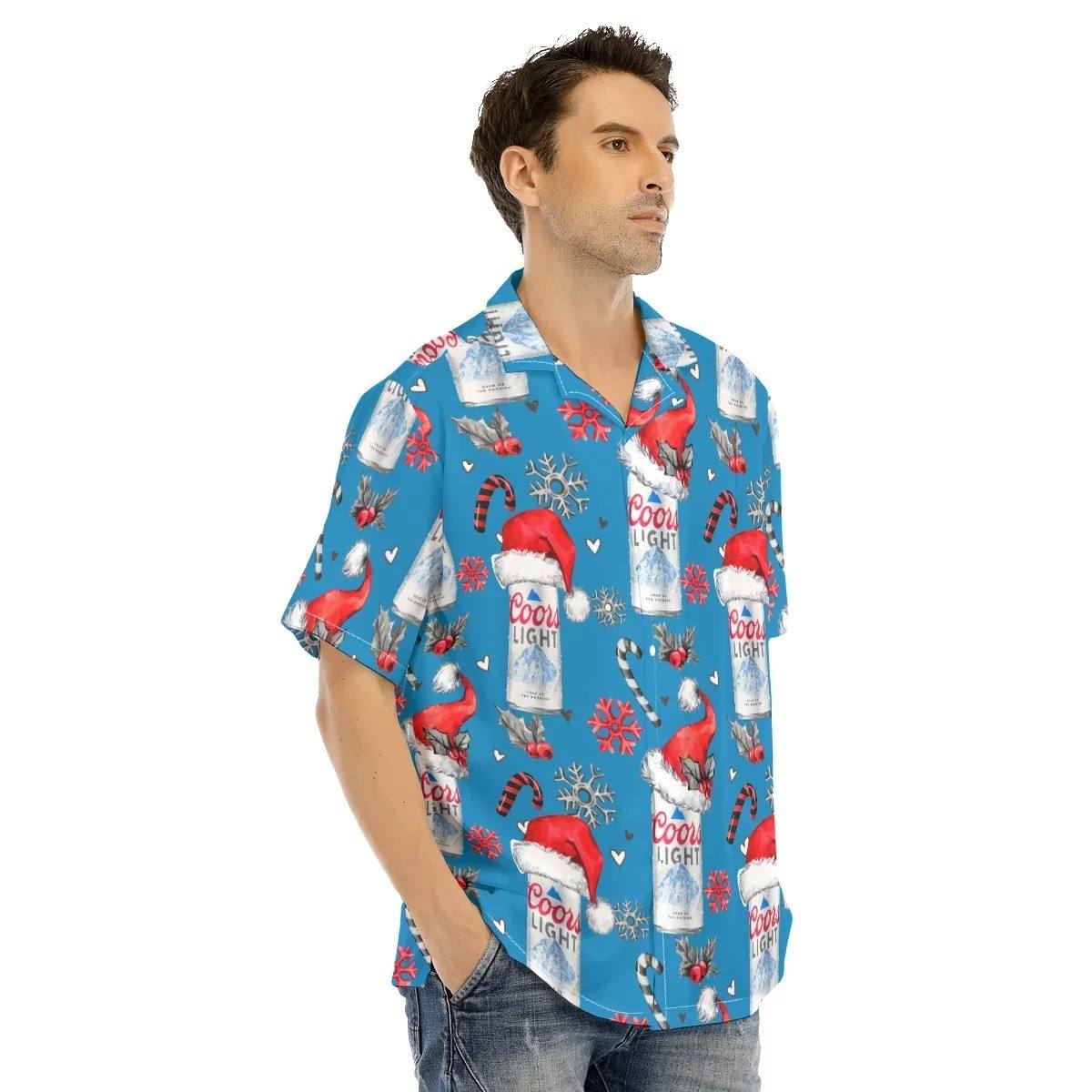 Santa Hats Coors Light Hawaiian Shirt Christmas Candy Gift For Beer Lovers Santa Hats Coors Light Hawaiian Shirt Christmas Candy Gift For Beer Lovers