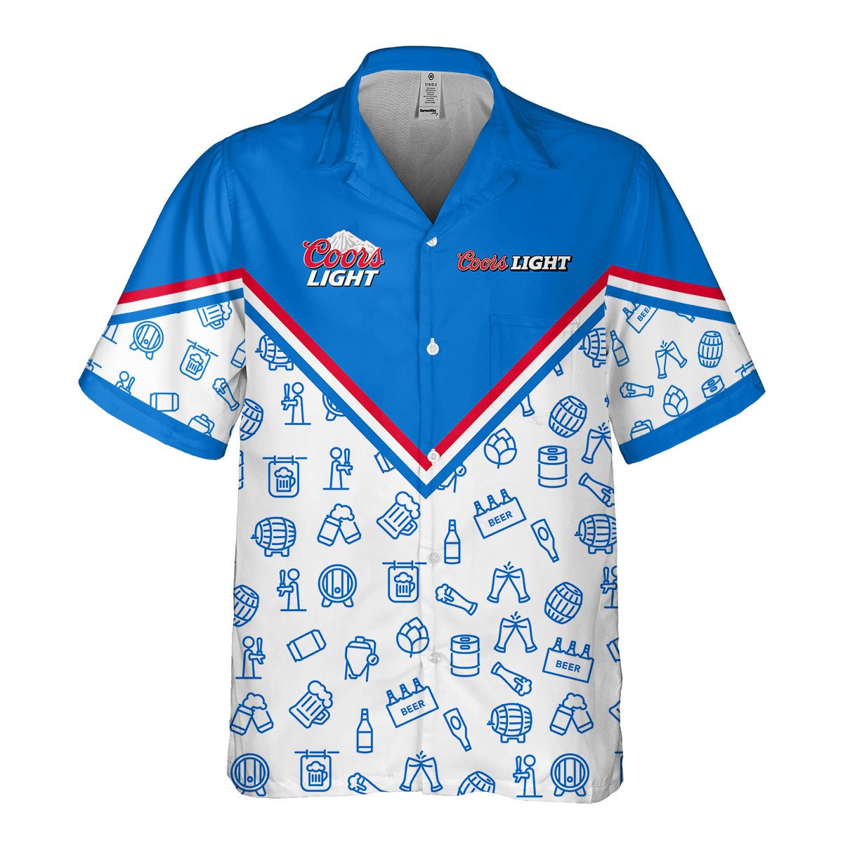 Coors Light Beer Hawaiian Shirt Drawing Pattern Coors Light Beer Hawaiian Shirt Drawing Pattern