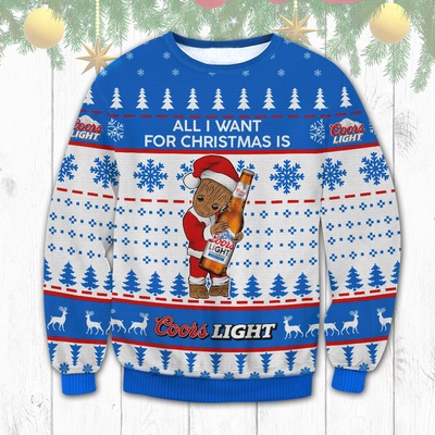 Marvel Groot Loves Coors Light All I Want For Christmas Is Coors Light Ugly Christmas Sweater Marvel Groot Loves Coors Light All I Want For Christmas Is Coors Light Ugly Christmas Sweater
