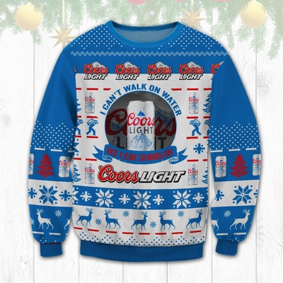 I Can't Walk On Water But I Can Stagger On Coors Light Ugly Christmas Sweater I Can't Walk On Water But I Can Stagger On Coors Light Ugly Christmas Sweater