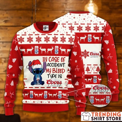 Cute Stitch In Case Of Accident My Blood Type Is Coors Light Ugly Christmas Sweater Cute Stitch In Case Of Accident My Blood Type Is Coors Light Ugly Christmas Sweater