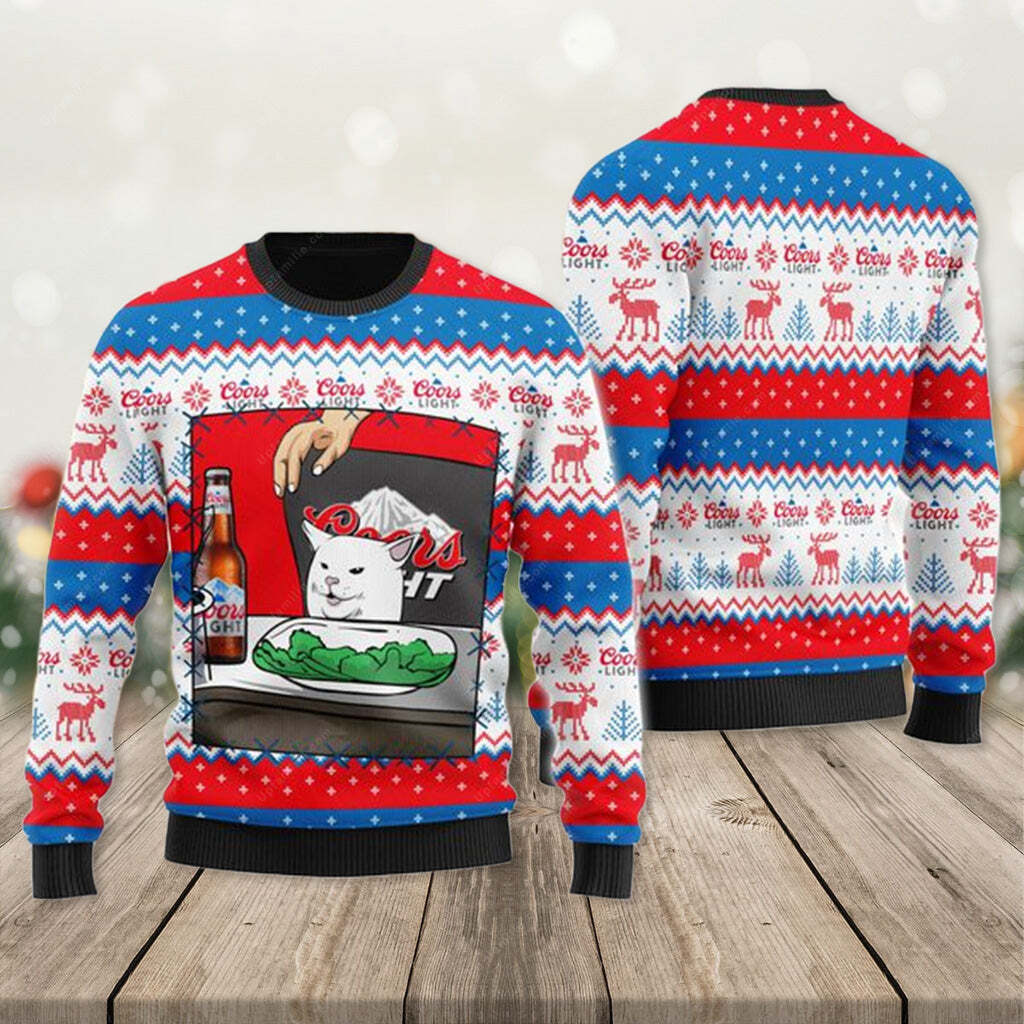Coors Light Ugly Christmas Sweater Funny Cat Meme Coors Light Ugly Christmas Sweater Funny Cat Meme
