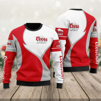 Basic Red And White Coors Light Ugly Christmas Sweater Basic Red And White Coors Light Ugly Christmas Sweater