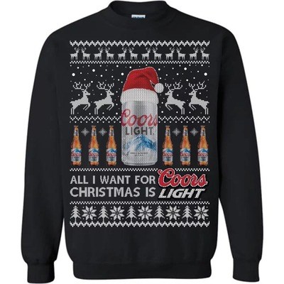 All I Want For Christmas Is Coors Light Ugly Christmas Sweater Santa Hat All I Want For Christmas Is Coors Light Ugly Christmas Sweater Santa Hat
