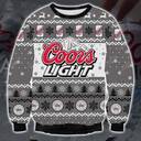 Coors Light Beer Ugly Christmas Sweater Gray And White Snowflakes And Pine Trees