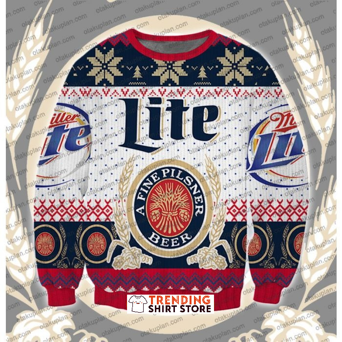 A Fine Pilsner Beer Logo Miller Lite Ugly Christmas Sweater