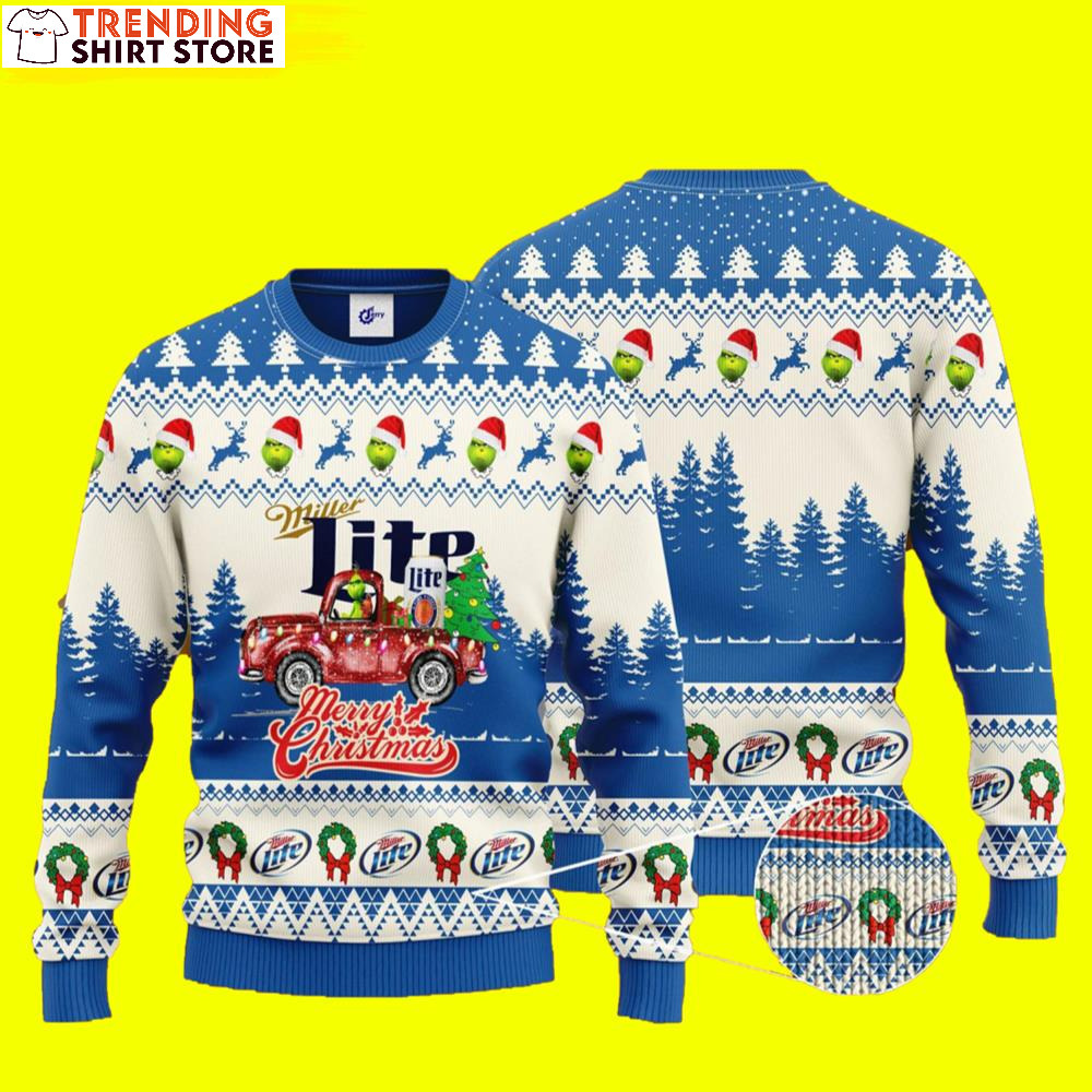 Funny Grinch Miller Lite Ugly Christmas Sweater Merry Christmas