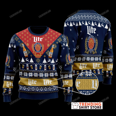 Vintage Miller Lite Ugly Christmas Sweater Gift For Beer Lovers