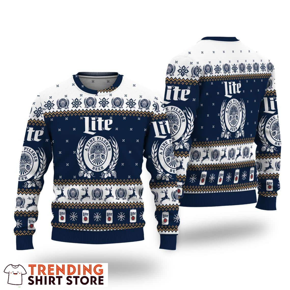 Miller Lite Ugly Christmas Sweater A Fine Pilsner Beer For Beer Drinkers