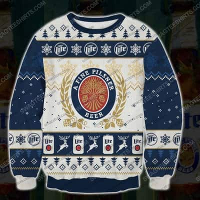 Miller Lite Ugly Christmas Sweater A Fine Pilsner Beer Unusual Gifts For Beer Lovers