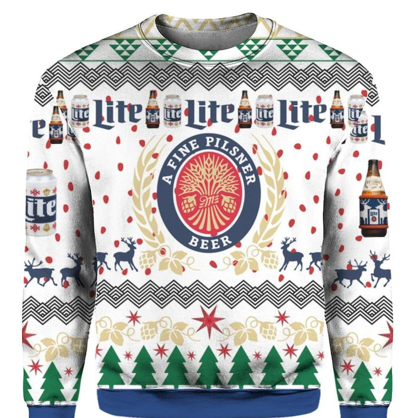 Miller Lite Beer Ugly Christmas Sweater A Fine Pilsner Beer Christmas Gift