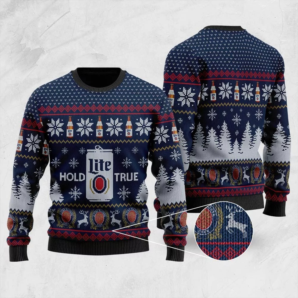 Miller Lite Ugly Christmas Sweater Hold Lite True Christmas Gift For Beer Drinkers
