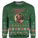 Green Girl In The Moon Miller High Life Ugly Christmas Sweater Green Girl In The Moon Miller High Life Ugly Christmas Sweater